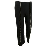 INC INTERNATIONAL CONCEPTS INC Women's Petite Studded Crepe Wide-Leg Pants (PS, Deep Black)
