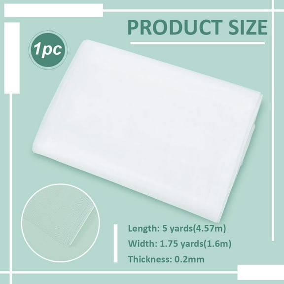 63 Inch x 5 Yard Polyester Tulle Fabric White Fine Mesh Fabric Tulle Ribbon Netting for Embroidery DIY Lingerie Decoration Clothing Accessories