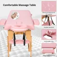 thumbnail image 2 of TrumanPick Wood Massage Table Portable Lash Beds Spa Bed Massage Couch Foldable Spa Tables Adjustable 2 Fold with Non-Woven Bag 24 inch, Pink, 2 of 7