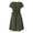 Army Green, variant on Ayolanni Dresses for Women 2026 Elastic Waist Short Sleeve Crew Neck Solid Midi A-Line Dress Cotton Linen Daily Casual Modest Swing Sundress with Pockets Green L