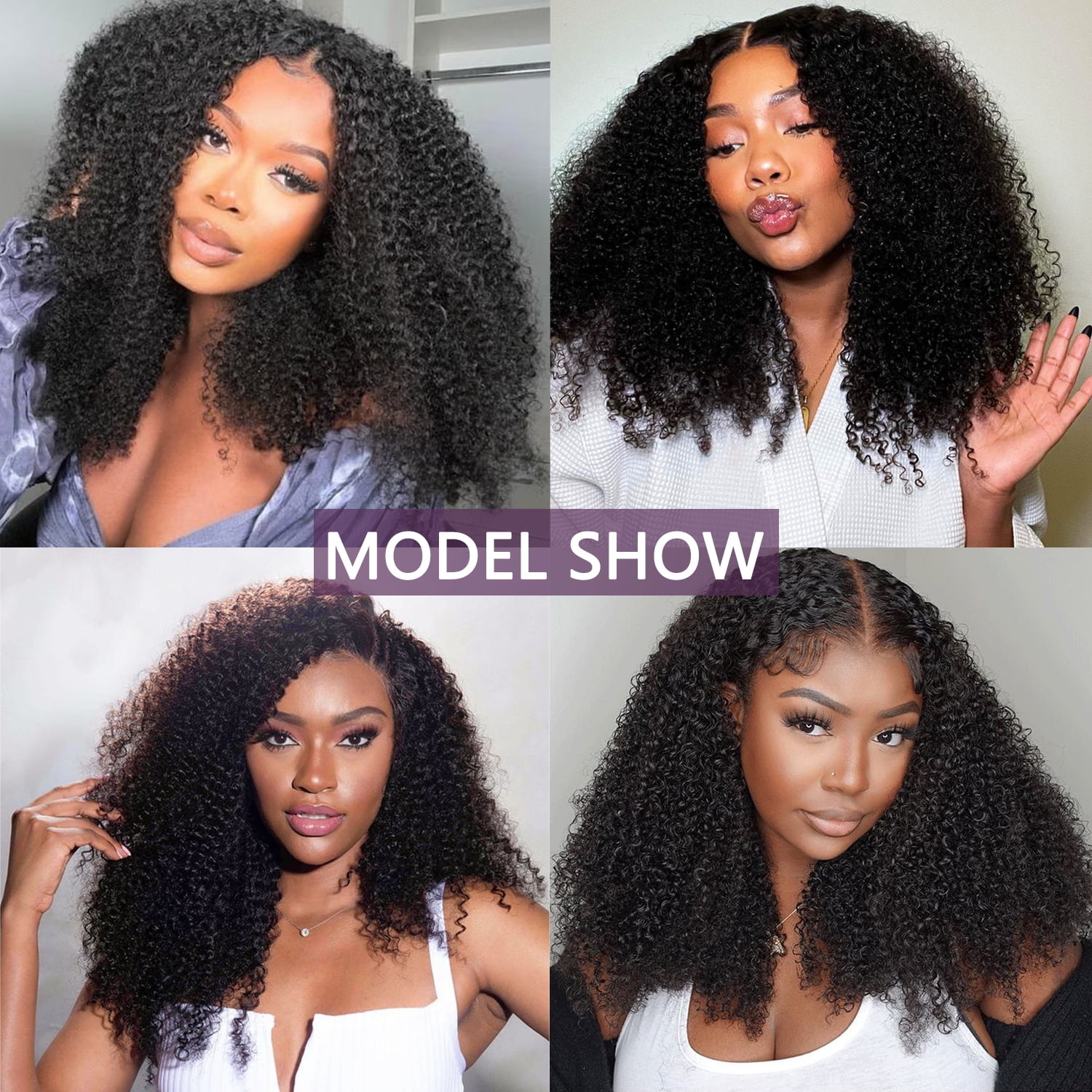 UREMY Kinkycurly Wig Human Hair 13x4 HD Lace Front Wigs Brazilian Virgin Human Hair Pre Plucked Curly Wigs for Black Women 180 Density Natural Color 18 Inch