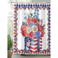 thumbnail image 2 of Fsddascl 4th of July Shower Curtain Set - 48" x 72" Washable Bathtub Curtain with 12 Hooks, Independence Day Floral Striped Waterproof Fabric Stall Shower Curtains for Bathroom/Bathtub Décor, 2 of 6