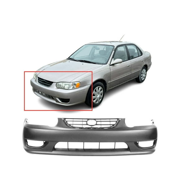 DCP Front Bumper Cover For 2001-2002 Toyota Corolla CE LE S w Fog Light holes