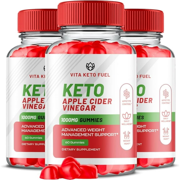 (3 Pack) Vita Keto Fuel Keto ACV Gummies - Apple Cider Vinegar Supplement for Weight Loss - Energy & Focus Boosting Dietary Supplements for Weight Management & Metabolism - Fat Burn - 180 Gummies