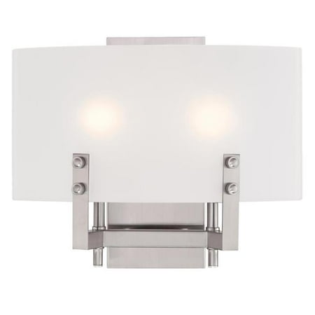 

2 Light Wall Fixture with Frosted Glass - Brushed Nickel
