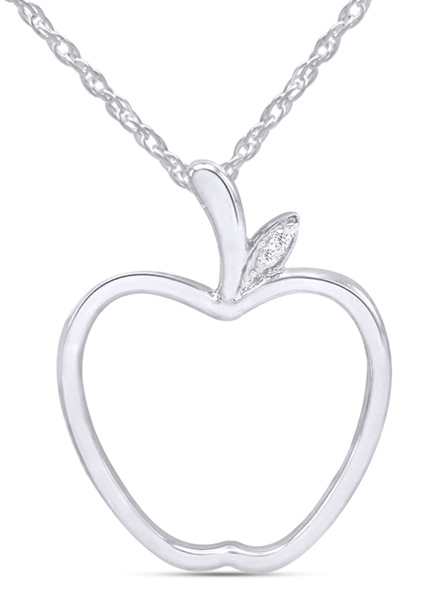 Wishrocks Round Simulated Cubic Zirconia Charm Love Heart Necklace in 14k Gold Over Sterling Silver