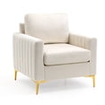 thumbnail image 3 of Cloud Fly Mid Century Accent Chair Modern Velvet Living Room Accent Chair Comfy ArmChair for Bedroom Studio Study Office Lounge, 3 of 7