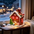 thumbnail image 6 of Light Up Gingerbread Themed House Ornament, PVC Warm LED Hanging Decoration for Christmas Tree, Tabletop Mantel Shelf Christmas Village Home Holiday Display, 6 of 7
