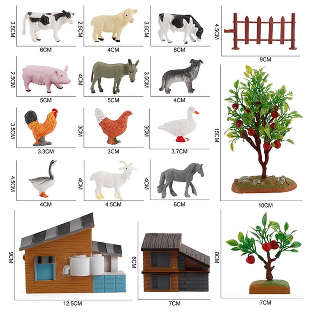 Modelos de animales de granja, juego de mini figuras de animales, accesorios de escena de granja en miniatura, juego de mini figuras de animales confiable y duradero