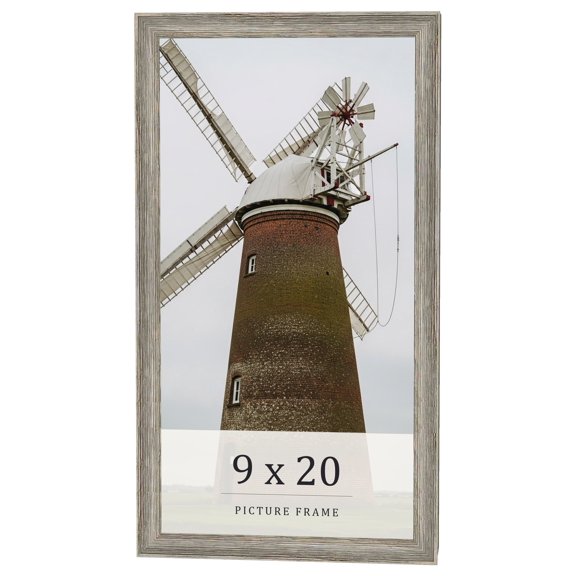 9x20 Frame Grey Solid Wood Picture Frame Width 1 Inches | Interior Frame Depth 0.5 Inches |