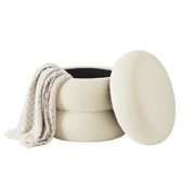 Cloud-Shaped Storage Ottoman in Cream – Plush Upholstered Footstool with Hidden Compartment, Soft Modern Accent for Bedroom, Living Room, or Nursery