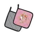 thumbnail image 2 of Carolines Treasures 7.5 x 7.5 in. Yellow Labrador Retriever Pink Flowers Pair of Pot Holders, 2 of 4