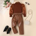 thumbnail image 6 of Sngxgn Girls Clothes 2 Piece Outfit Top Pants Set with Shirt(Brown,7Y), 6 of 8