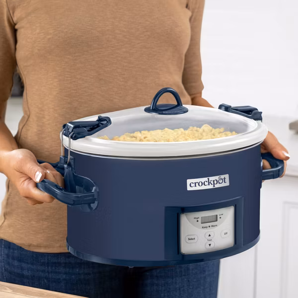 thumbnail image 2 of Crock-Pot 7qt Cook & Carry One Touch Programmable Slow Cooker Poseidon Blue: Locking Lid, Dishwasher-Safe Parts, 2 of 7