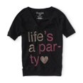 thumbnail image 1 of Aeropostale Life's A Party - Camiseta gráfica para mujer, color negro, talla mediana, 1 of 2