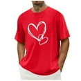 thumbnail image 1 of Tops para hombre, blusas y camisas de cuello redondo y manga corta para hombre. Camiseta/camisa informal de cuello redondo y manga corta con estampado de corazones para hombre. Tops de poliéster para, 1 of 5