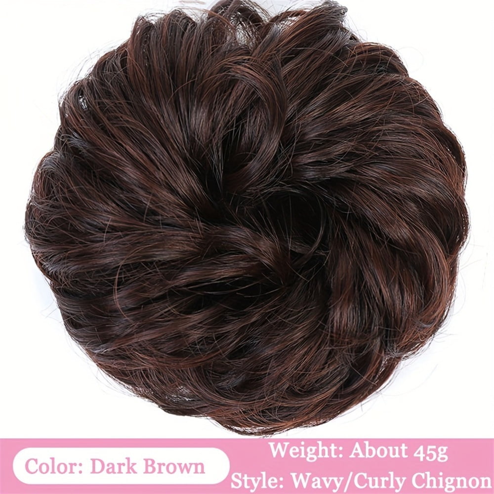 Messy Bun Hair Piece Wavy Curly Scrunchies with Elastic Band Fluffy Chignon Ponytail Hairpieces