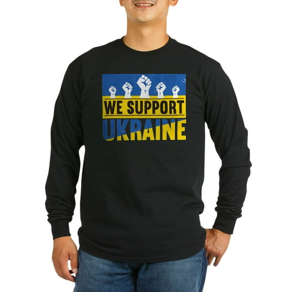 CafePress - We Support Ukraine Long Sleeve T Shirt - Long Sleeve Dark T-Shirt