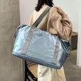 thumbnail image 4 of Bolsa deportiva para gimnasio para hombres y mujeres, bolsa de viaje expandible para el fin de semana, para la noche, con bolsillo húmedo, azul claro, 4 of 5