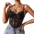 thumbnail image 6 of Texiao Women's Sexy Floral Lace Mesh Corset Vest Spaghetti Strap Tops Going Out, 6 of 9