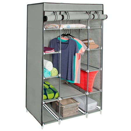 Best Choice Products 13-Shelf Portable Fabric Closet Wardrobe Storage Organizer w/ Cover and Hanging Rod - (Best Desktop Icon Organizer)