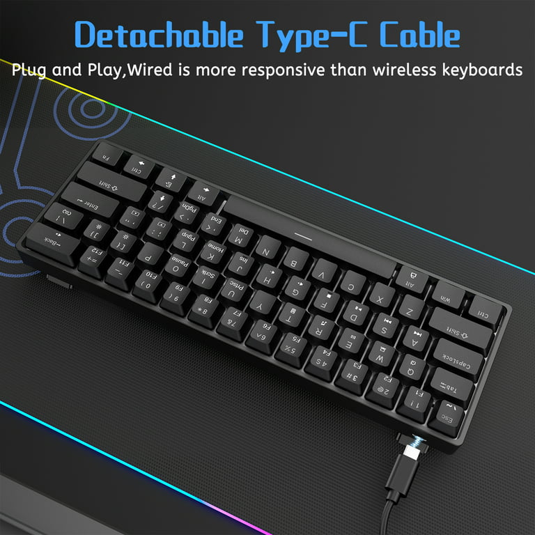DIERYA 60% Mechanical Keyboard, DK61se Wired Gaming Keyboard with Red  Switches