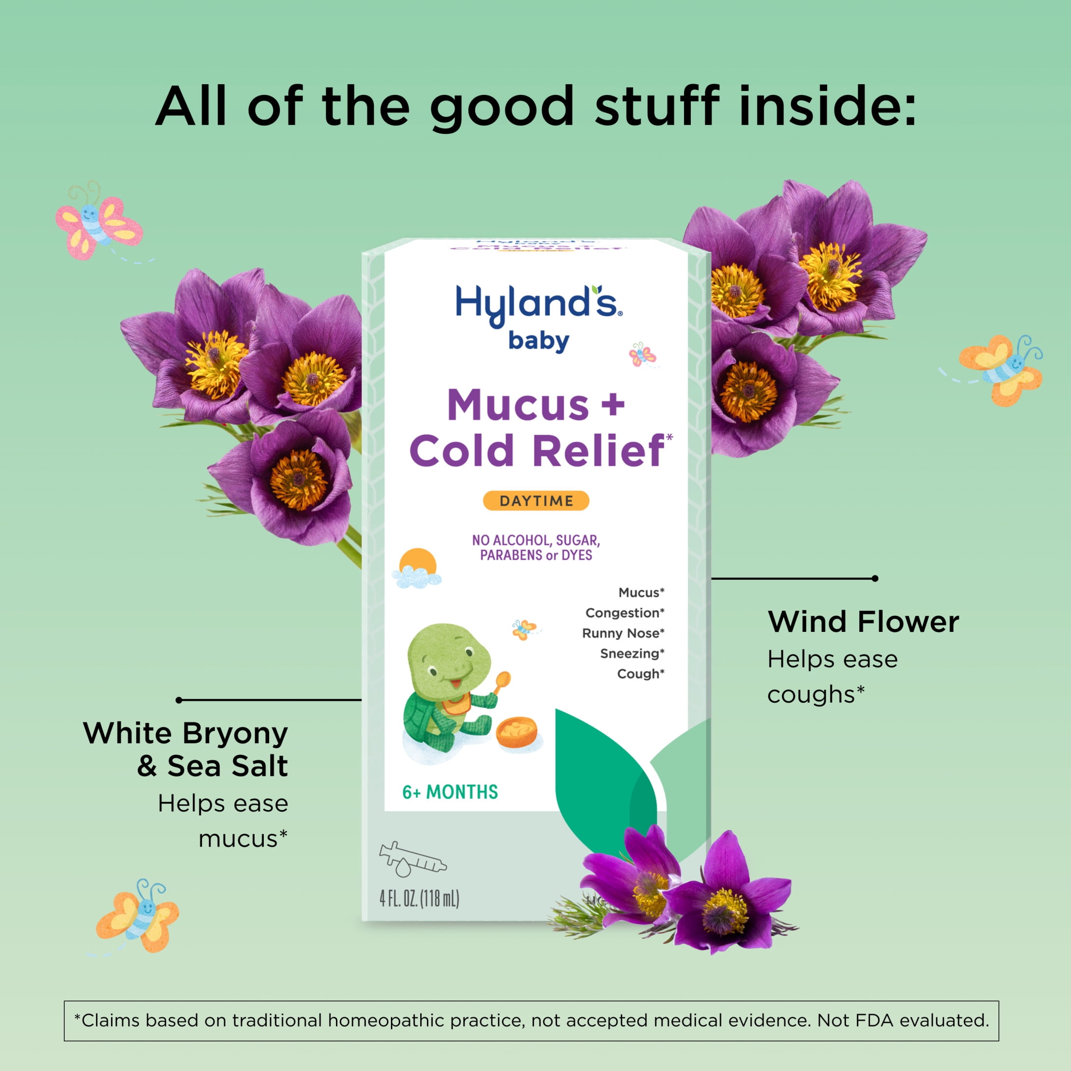 (3 pack) Hyland's Baby Mucus + Cold Relief, Ages 6+ Months, Daytime, 4 fl oz
