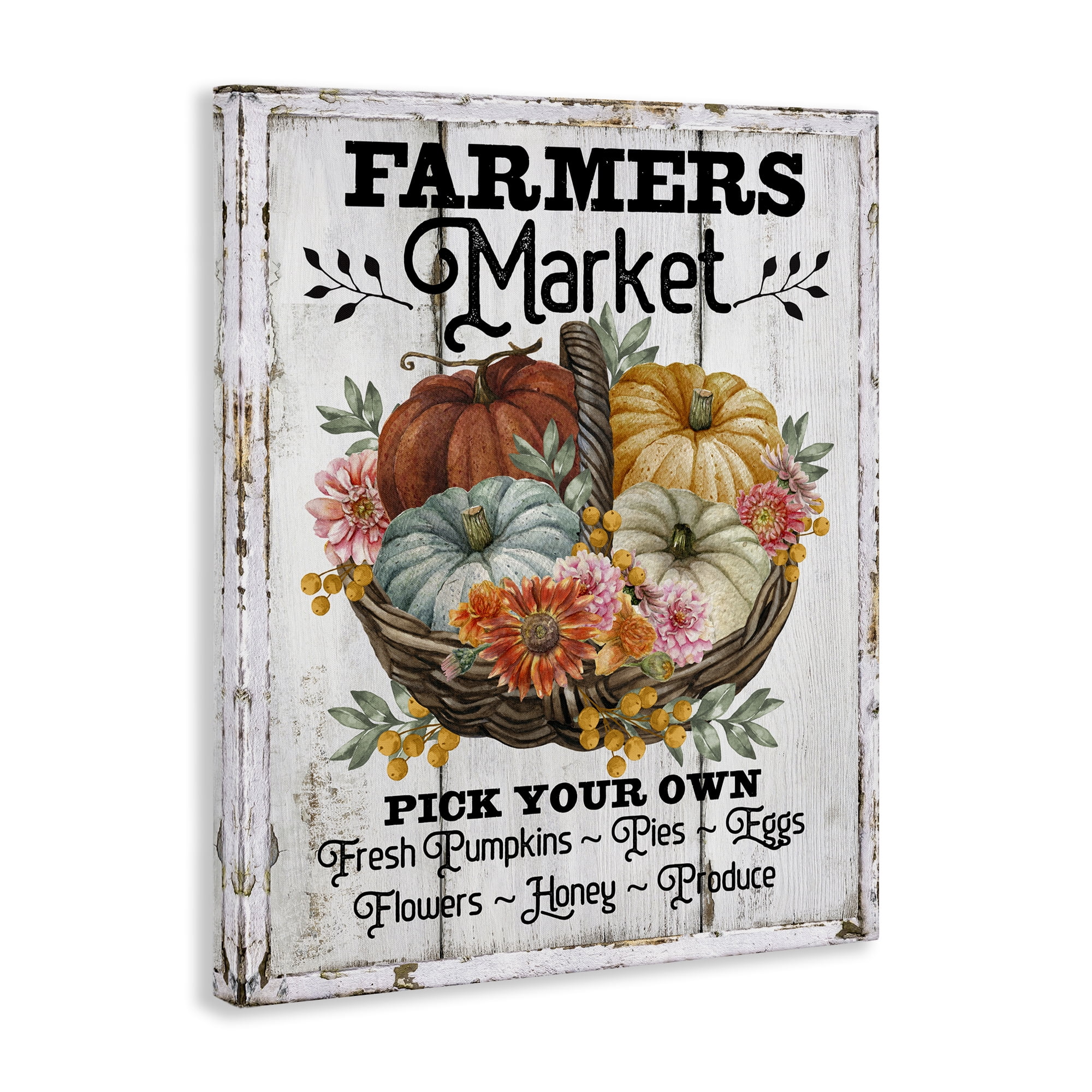 Stupell Industries Farmers Market Pumpkin Basket Holiday Painting Gallery Wrapped Canvas Art Prints Wall Art, 30 x 40