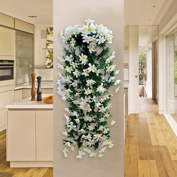 Bolsa colgante de flores artificiales, maceta de ratán sintético, decoración para interiores y exteriores, ideal para bodas, flores sintéticas, jardín artificial, decoración del hogar,
