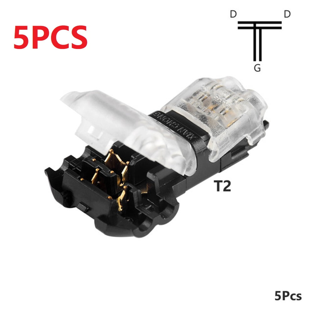 5 Pcs T Tap Splice Wire Connectors Low Voltage I Type Terminal Crimp No Stripping, Size: T2