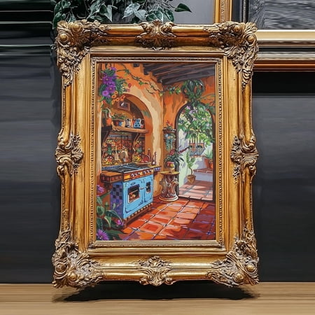 Spanish Kitchen Rustic Tile Bright Home Decor Poster, Unframed Size 8x12