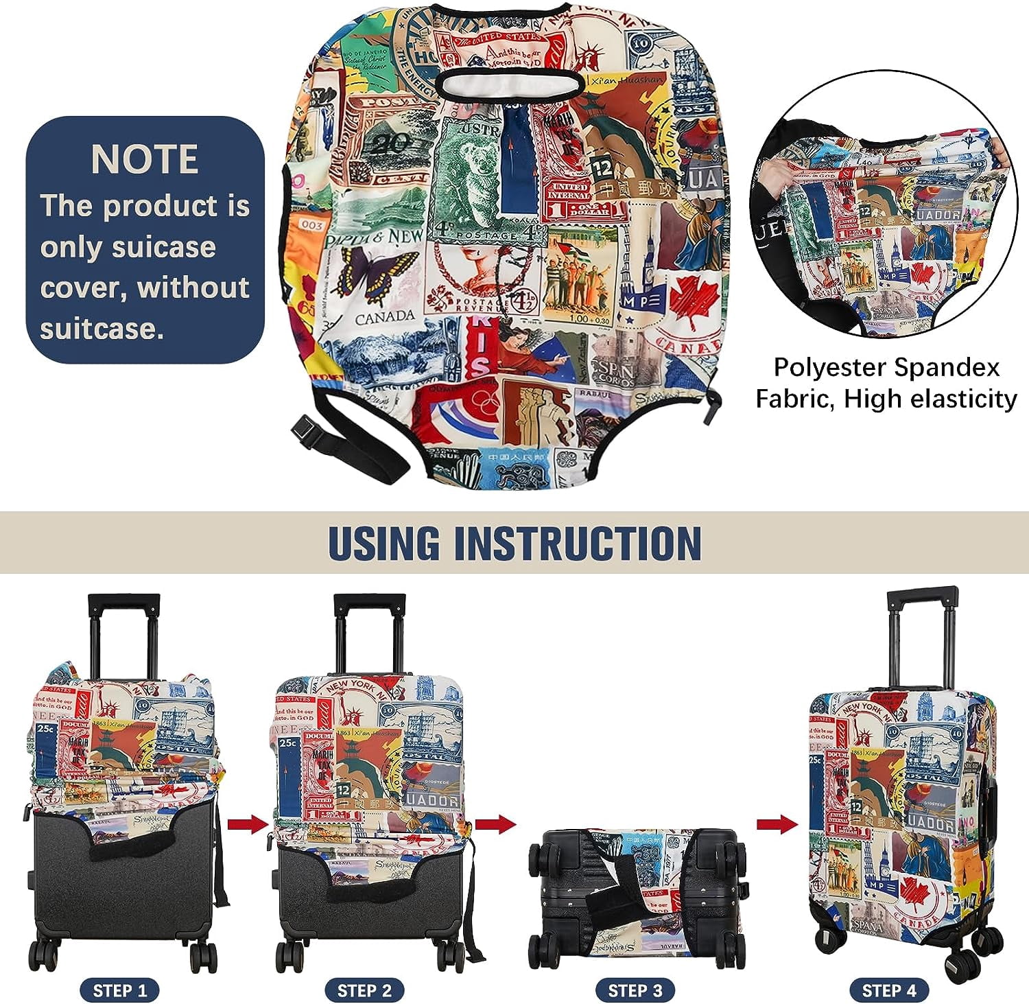 Luggage Cover Protector Travel Suitcase Covers Protective Skin for Carry On Baggage Fit 25-28 Inch Luggage