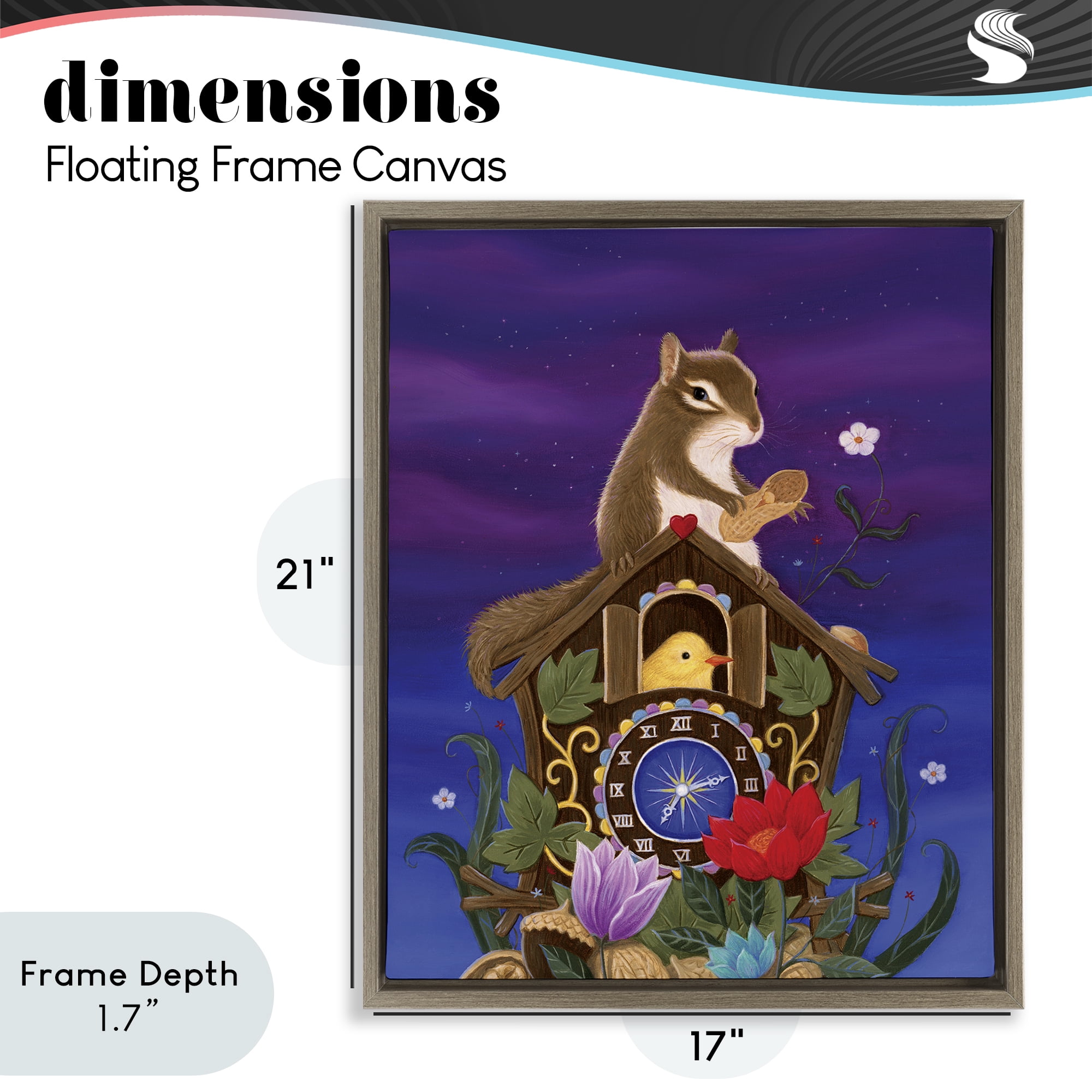 Stupell Industries Nighttime Snack Squirrel Brown Framed Floater Canvas Wall Art, design by Gina Matarazzo
