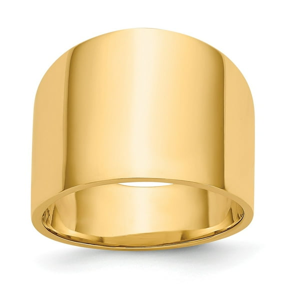 14K Yellow Gold Ring Band Themed 15mm Flat-top Tapered Cigar