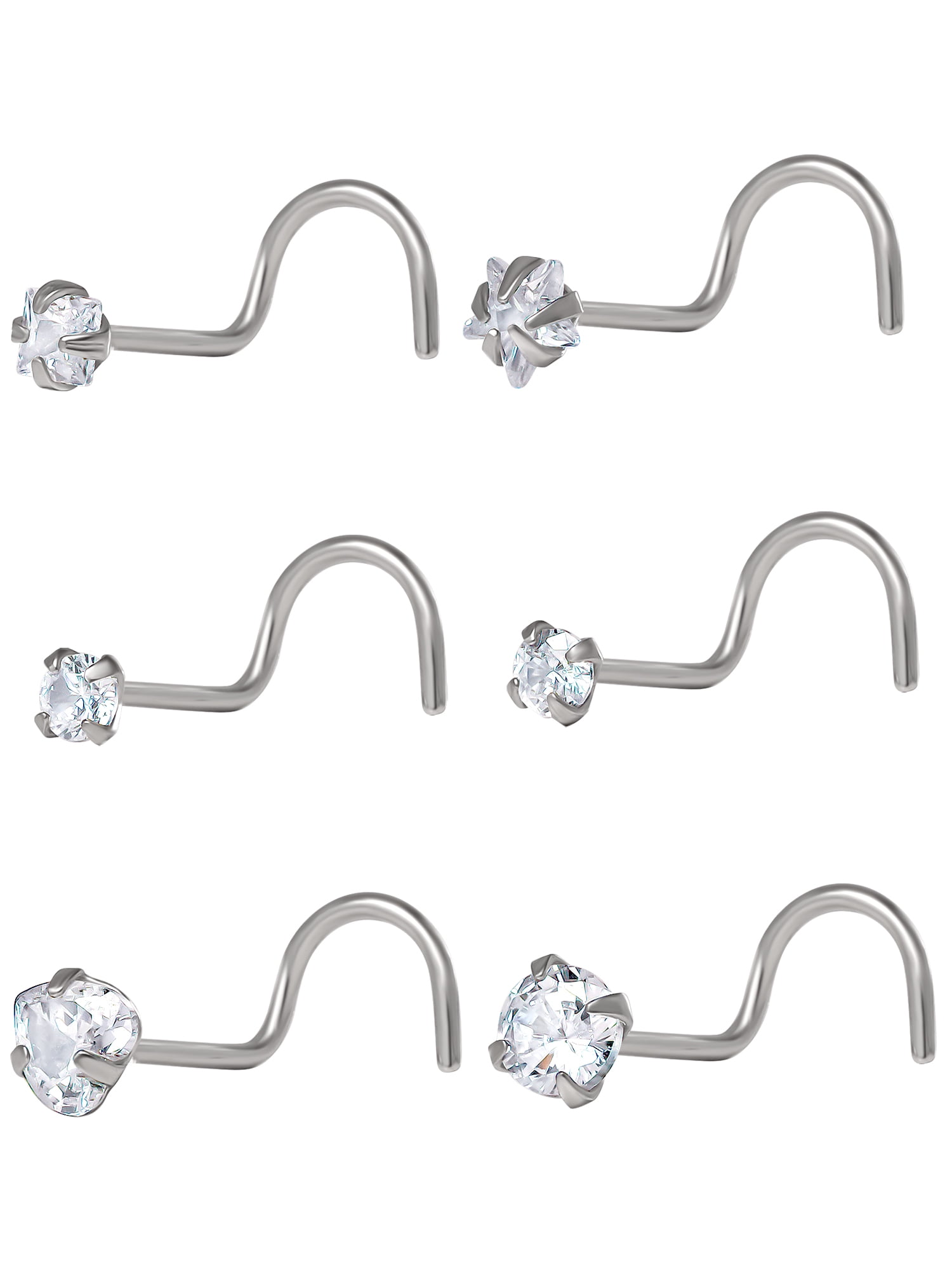 Body Jewelry Women's Adult 22G Stainless-Steel Multi Shape Crystal