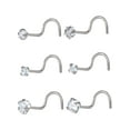 thumbnail image 2 of Body Jewelry Women's Adult 22G Stainless-Steel Multi Shape Crystal Nose Ring, 6 Pack, 2 of 3