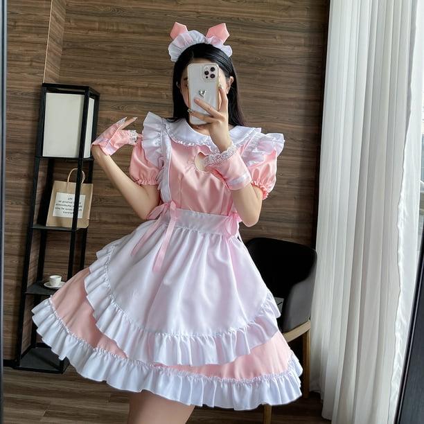Traje de sirvienta para Halloween, vestido de sirvienta francesa, disfraz de cosplay, delantal clásico, exótico para mujer.