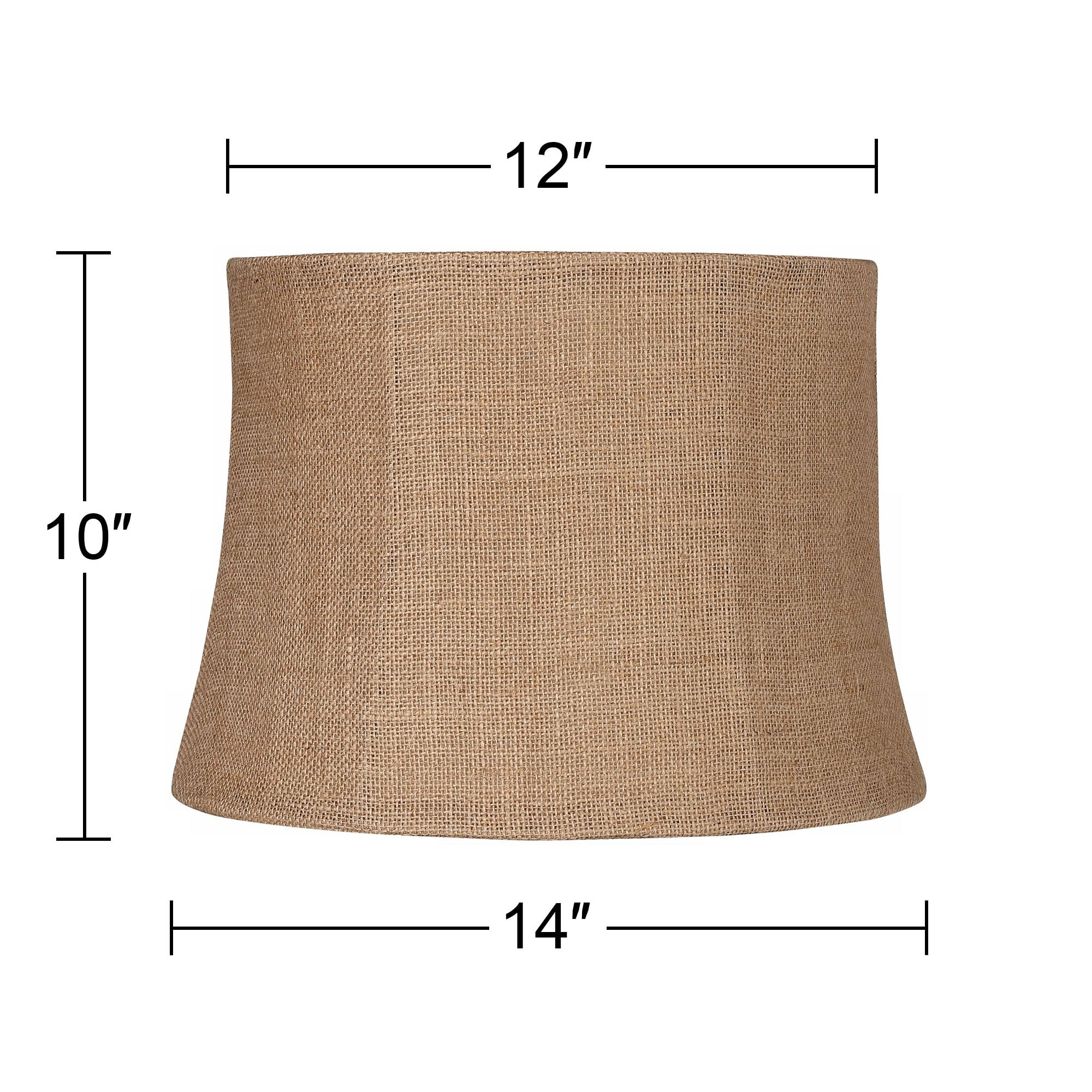 Springcrest Set of 2 Softback Drum Lamp Shades Natural Burlap Medium 12" Top x 14" Bottom x 10" High Spider Harp Finial Fitting