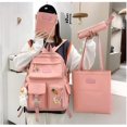 thumbnail image 3 of IMMEKEY Girls Cute Lightweight Backpack Set with Pencil Bag and Waist Bag, Pink, 3 of 5