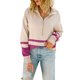 thumbnail image 1 of VISgogo Mujer Otoño Invierno Jersey de Punto Manga Larga Solapa Cremallera Patchwork Sudadera VISgogo moda, 1 of 9