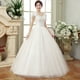 thumbnail image 2 of Vestido de boda de talla grande de primavera con hilo, ajustado, adelgazante, con hombros descubiertos y encaje floral para mujer, 2 of 5