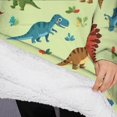 thumbnail image 3 of Oversized Wearable Blanket Hoodie,Rainbow Dinosaurs Tiny Plants Sherpa Blanket Hoodie with Super Pockets,Super Warm Fuzzy Pullover for Women & Men, 3 of 6