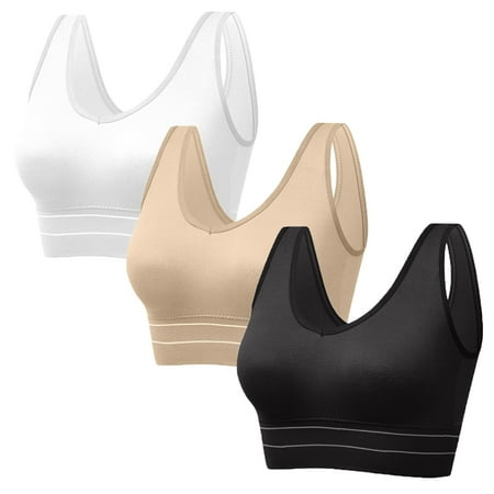 

Monfince 3 Pack Sports Bra for Women Padded Bras Seamless High Impact Yoga Exercise Athletic Bras 32/70ABCD 34/75AB
