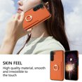 thumbnail image 3 of Mantto for Samsung S21 Wallet case with [360°Rotation Ring Kickstand]【RFID Blocking】 Credit Card Holder, PU Leather Phone case Cover Women Men for Samsung Galaxy S21, Orange, 3 of 9