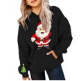 thumbnail image 4 of UACY Kids Girls Christmas Santa Claus Graphic Hoodie Fleece Lined Long Sleeve Hooded Funny Preppy Sweatshirt Fall Winter Pullover Tops (Black, 11-12 Years), 4 of 5
