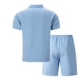 thumbnail image 4 of JAJAHO Mens Short Set Summer 2 Piece Outfits Casual Solid Color Jacquard Quarter Zip Lapel Short Sleeve T Shirts Shorts Set Comfortable Lightweight Trendy Outfit, 4 of 4