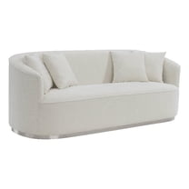 Pemberly Row Contemporary Upholstered Sofa with 4 Pillows in Beige