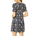 thumbnail image 3 of Allegra K Women's Floral Print V Neck Puff Short Sleeves Casual Mini Dress, 3 of 6