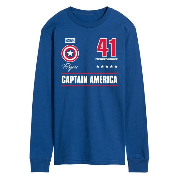 Marvel - Captain America Portrait Jersey - Men's Long Sleeve Graphic T-Shirt