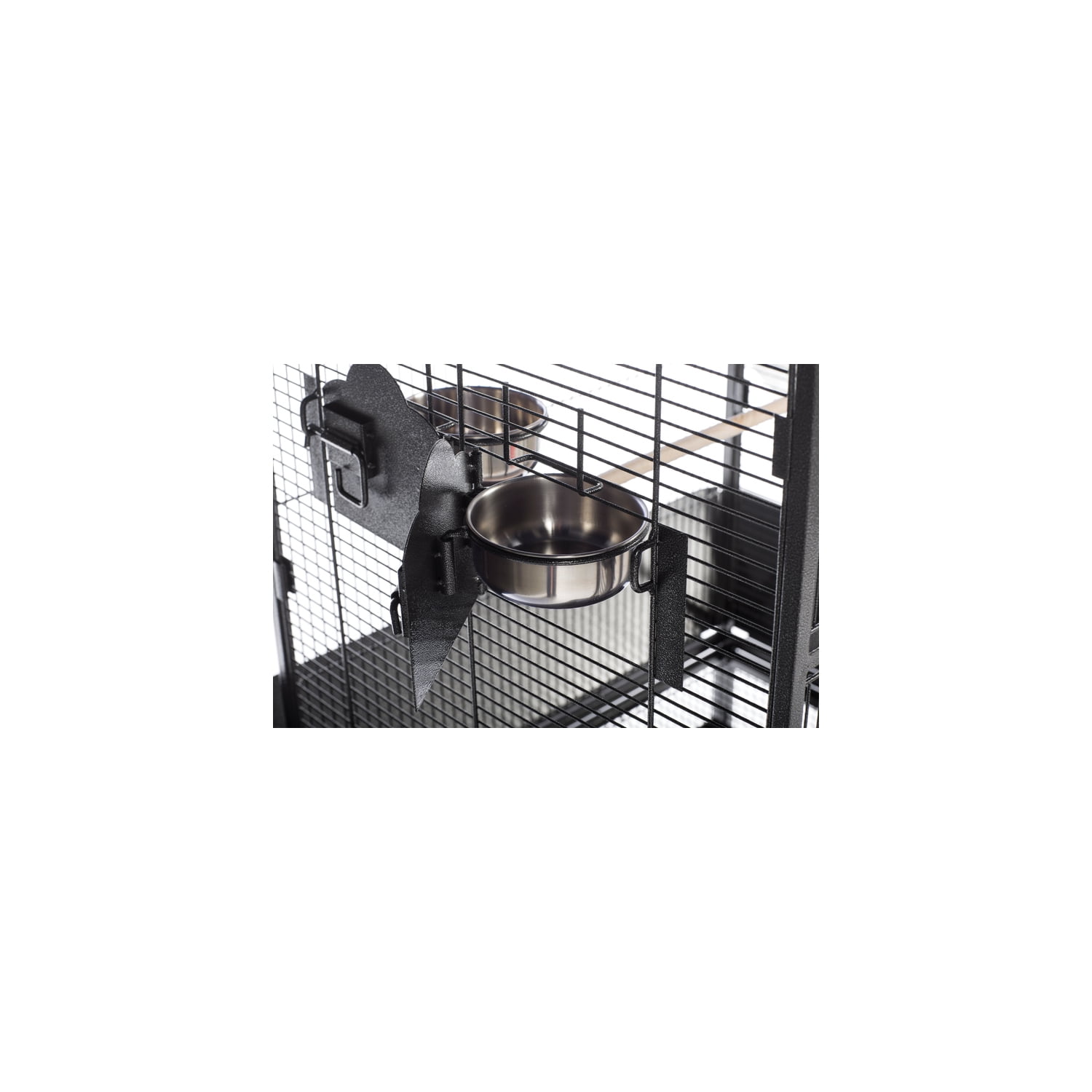 HomeStock Mid-Century Marvel Bird Cage with Retro-Inspired Design, Durable Construction, Spacious Interior, and Elegant Finish for Stylish-Color:Black Hammertone